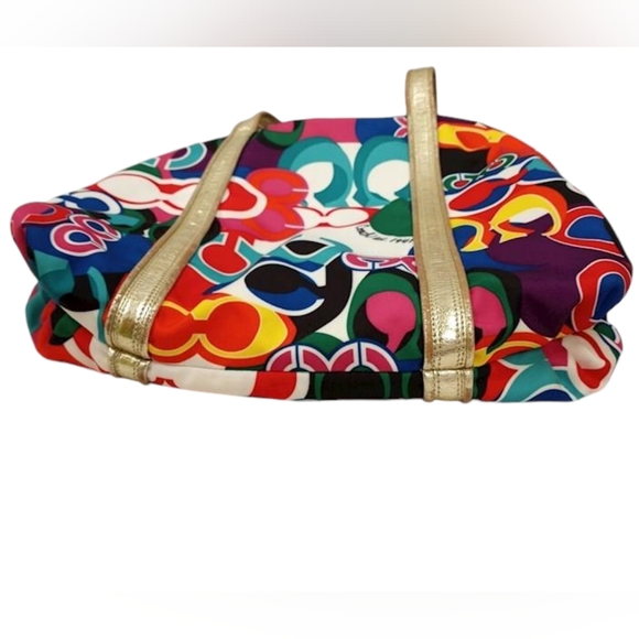 COACH Graffiti Tote Bag Poppy Signature Glam Handbag Style 13839 Multi Color Y2K - Picture 4 of 9
